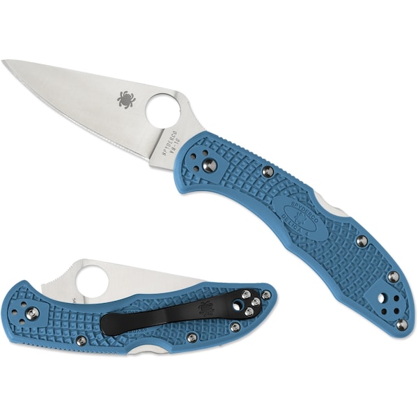 Spyderco 2024 Spyderco Delica 4 Lightweight Blue Flat Ground Plain - SPY-C11FPBL