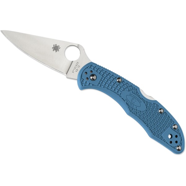 Spyderco 2024 Spyderco Delica 4 Lightweight Blue Flat Ground Plain - SPY-C11FPBL