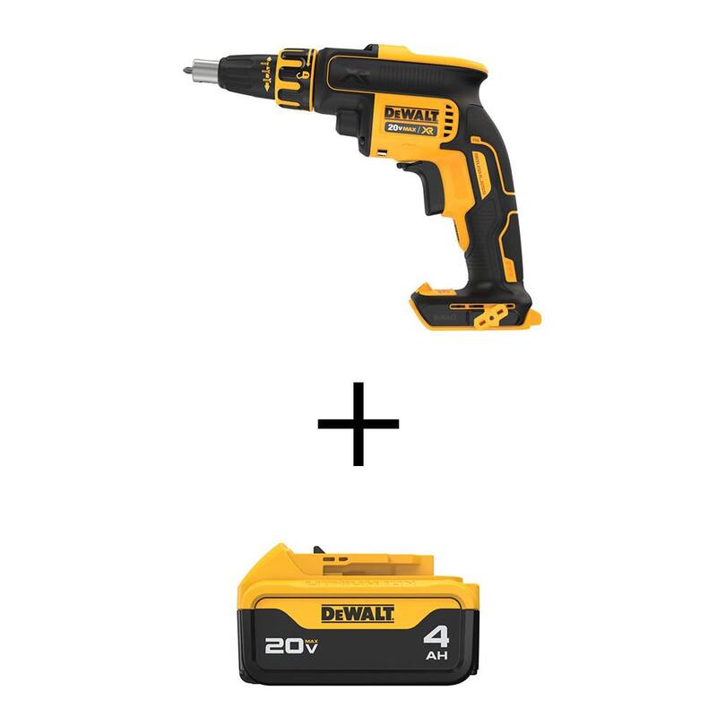 DEWALT 20V MAX Taladro inalámbrico sin escobillas para tablaroca y (1) Batería de iones de litio Premium de 20V MAX de 4.0Ah - DCF620Bw4b