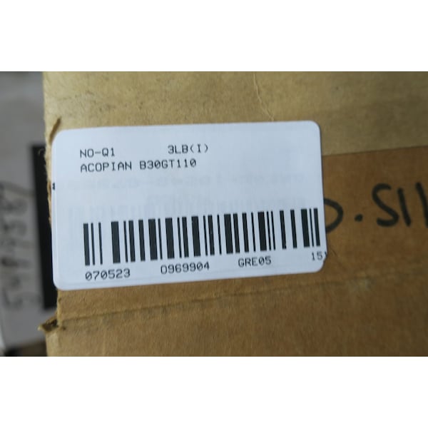Acopian Power Supply, 105 to 125V AC, 30V DC, 1.1A - B30GT110
