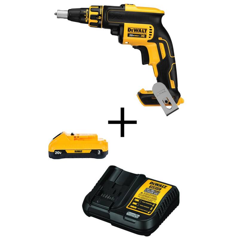 DEWALT 20V MAX XR Atornillador inalámbrico sin escobillas para paneles de yeso y (1) batería 20V 3.0Ah y cargador - DCF620BW230C