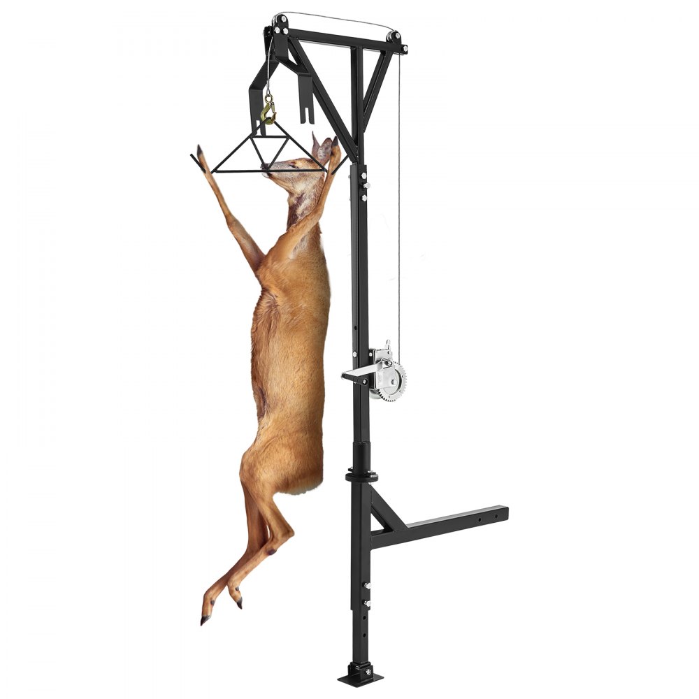 VEVOR Hitch Mounted Deer Hoist Hitch Game Hoist 600lbs Winch Swivel with Gambrel - LSHLSDJP600B8LL89V0