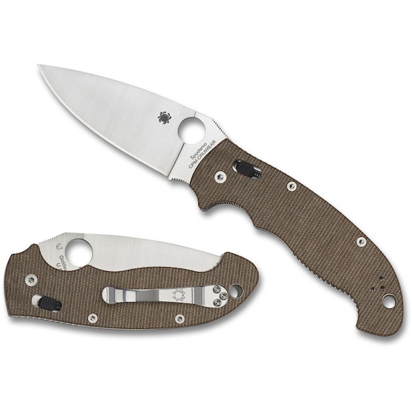Spyderco 2024 Spyderco Reveal 14, Manix 2 Xl Brown Canvas Micarta Cpm Cru-Wear, Plain Edge - SPY-C95MPCW2
