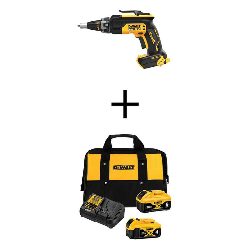 Atornillador inalámbrico DEWALT 20V MAX XR de iones de litio sin escobillas con baterías de iones de litio premium de 20V 6.0Ah y 4.0Ah y cargador - DCF630BWCB2460C