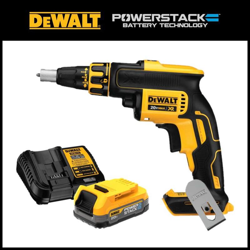 DEWALT 20V MAX XR Atornillador inalámbrico de paneles de yeso sin escobillas y kit de inicio de batería compacta 20V MAX POWERSTACK - DCF620BWP034C
