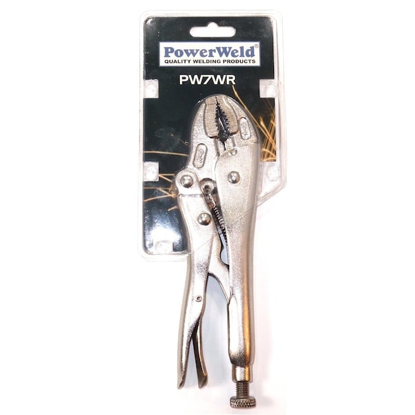 Powerweld Locking Pliers with Curved Jaw and Cutter, 7" - PW7WR