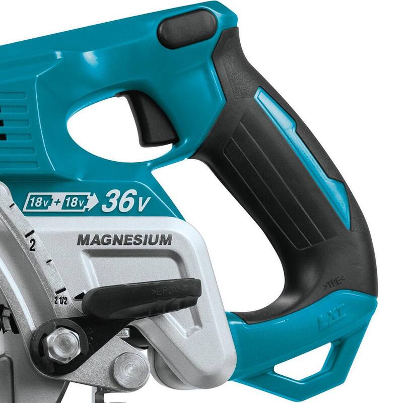 Sierra circular inalámbrica Makita 18V X2 LXT de iones de litio (36V) sin escobillas con mango trasero de 7-1/4 pulgadas (herramienta solamente) - XSR01Z.