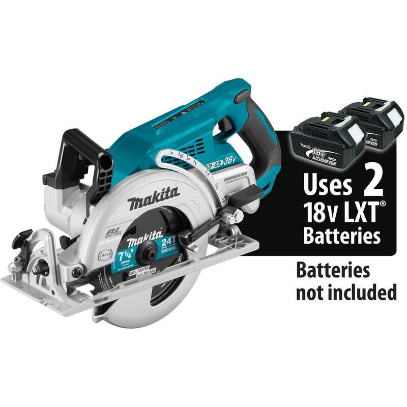 Sierra circular inalámbrica Makita 18V X2 LXT de iones de litio (36V) sin escobillas con mango trasero de 7-1/4 pulgadas (herramienta solamente) - XSR01Z.