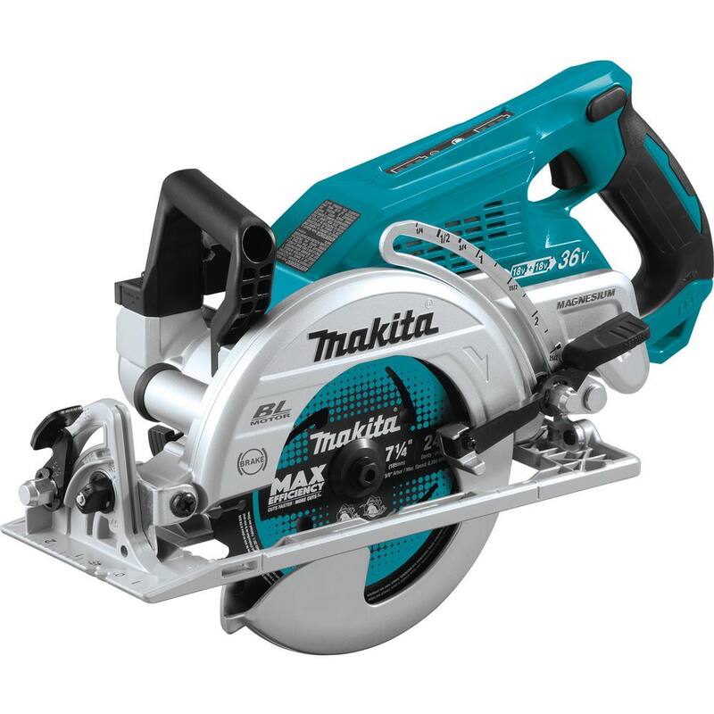 Sierra circular inalámbrica Makita 18V X2 LXT de iones de litio (36V) sin escobillas con mango trasero de 7-1/4 pulgadas (herramienta solamente) - XSR01Z.