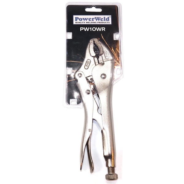 Powerweld Locking Pliers with Curved Jaw and Cutter, 10" - PW10WR