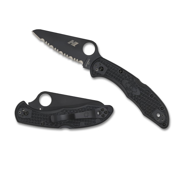 Spyderco 2024 Spyderco Salt 2 Lightweight Black Black Blade/H1 Serrated - SPY-C88SBBK2
