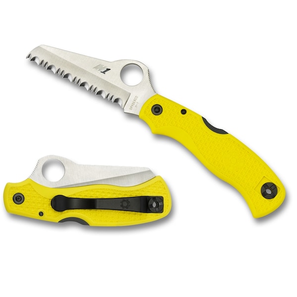 Spyderco 2024 Spyderco Saver Salt Lightweight Yellow H1 Serrated - SPY-C118SYL