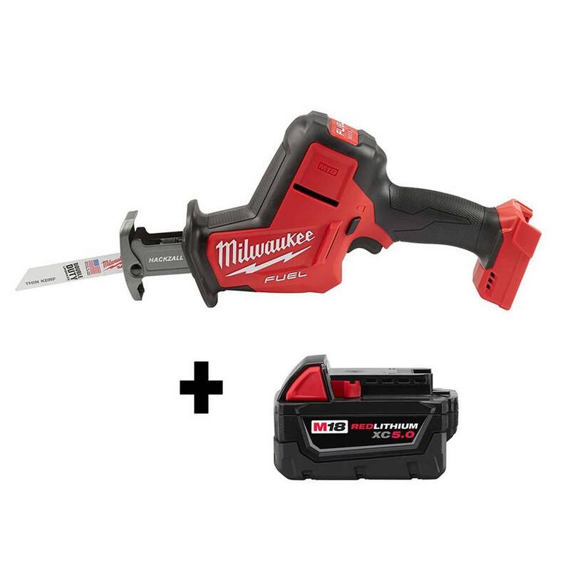 Sierra de sable HACKZALL inalámbrica Milwaukee M18 FUEL de 18V con motor Brushless de iones de litio y batería M18 5.0 Ah - 2719-20-48-11-1850