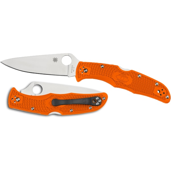 Spyderco 2024 Spyderco Endura 4 Lightweight Orange Flat Ground Plain - SPY-C10FPOR