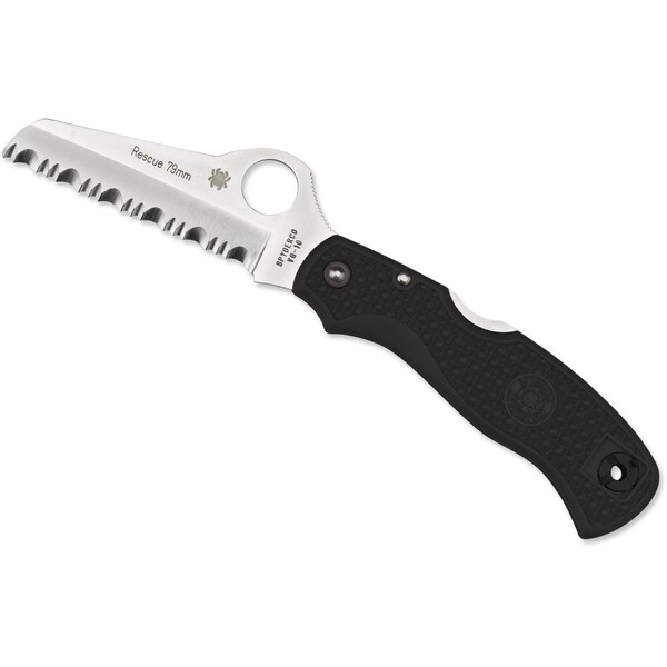 Spyderco 2024 Spyderco Rescue 79Mm Lightweight Black Serrated - SPY-C45SBK