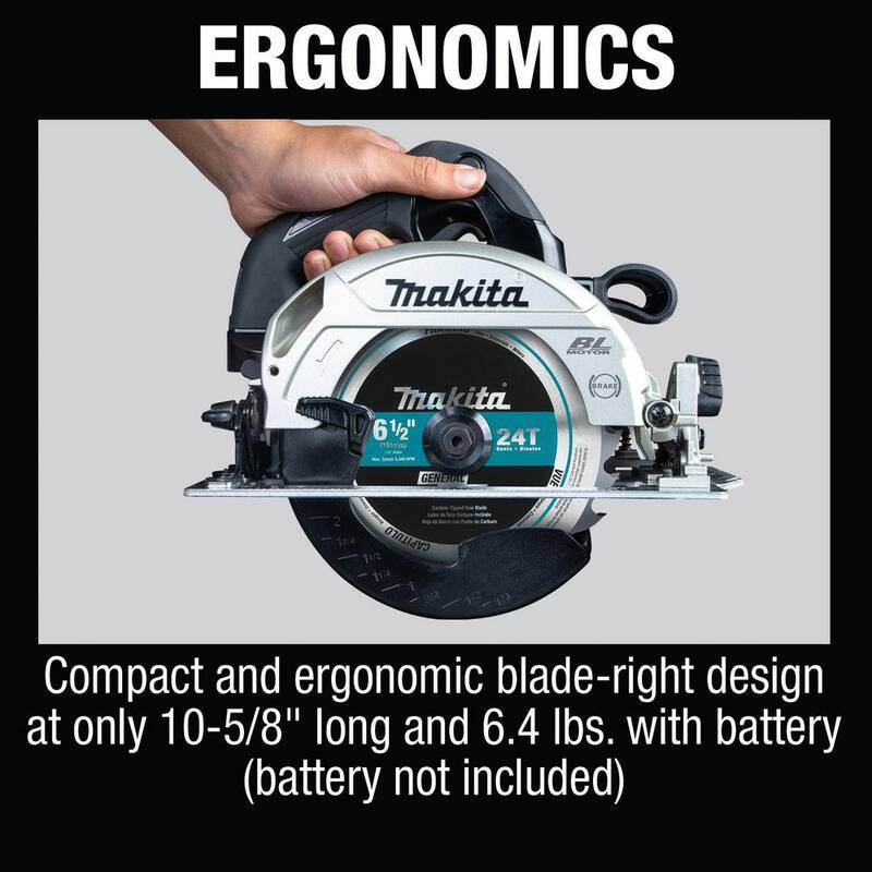 Sierra circular inalámbrica Makita 18V 6-1/2 in. LXT Sub-Compact de iones de litio sin escobillas (Herramienta solamente) - XSH04ZB
