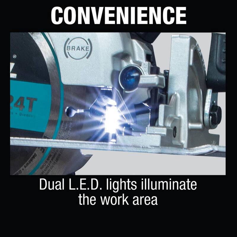 Sierra circular inalámbrica Makita 18V 6-1/2 in. LXT Sub-Compact de iones de litio sin escobillas (Herramienta solamente) - XSH04ZB