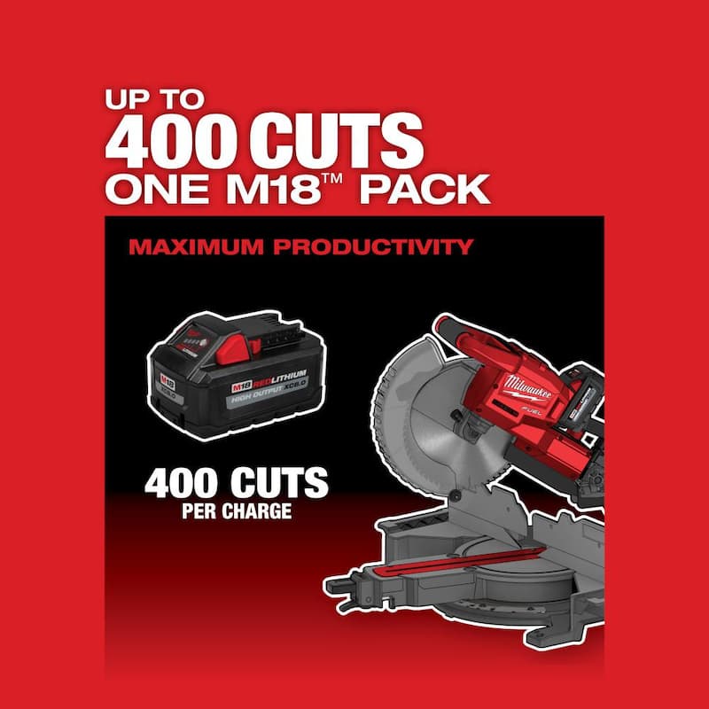 Sierra ingleteadora compuesta deslizante dual sin escobillas Milwaukee M18 FUEL de 18V con batería de 8.0 Ah - 2734-21