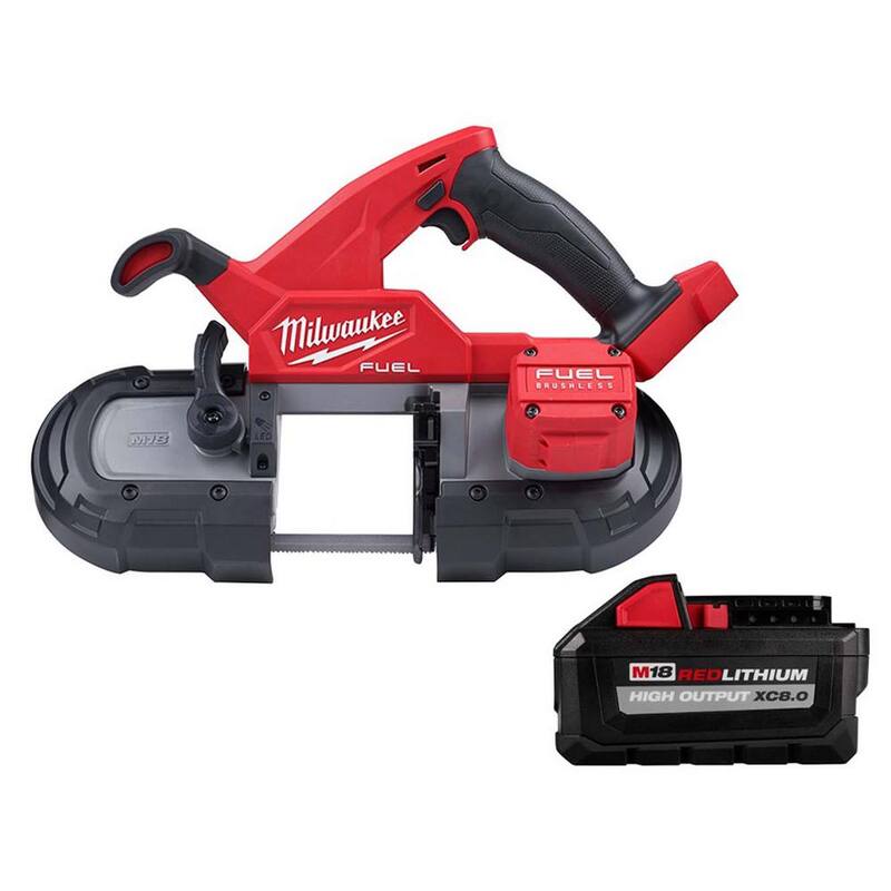 Sierra de cinta compacta inalámbrica Milwaukee M18 FUEL de 18V de ion de litio sin escobillas con batería HIGH OUTPUT XC 8.0 Ah - 2829-20-48-11-1880
