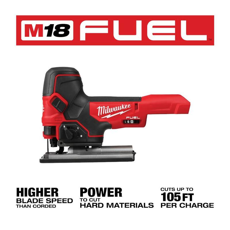 Sierra de vaivén sin cable Milwaukee M18 FUEL 18V de iones de litio sin escobillas con agarre de barril y batería de 5.0 Ah - 2737B-20-48-11-1850
