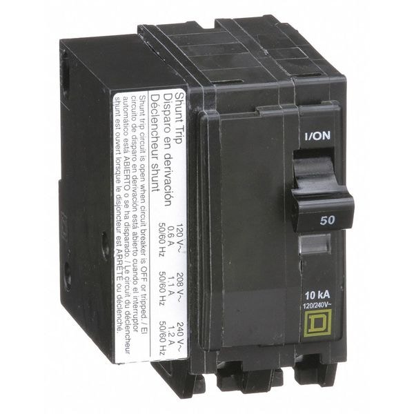 Square D Miniature Circuit Breaker, QO Series, 50A, 2 Pole, 120/240V AC, 10kA at 120/240V AC - QO2501021
