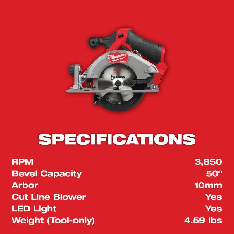 Milwaukee M12 FUEL 12V Lithium-Ion Brushless 5-3/8 in. Sierra Circular Inalámbrica (Sólo Herramienta) - 2521-20.