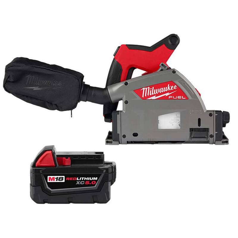 Milwaukee M18 FUEL Sierra de riel sumergible inalámbrica de 18V con batería de iones de litio de 6-1/2 pulgadas y motor sin escobillas con capacidad de 5.0 Ah - 2831-20-48-11-1850