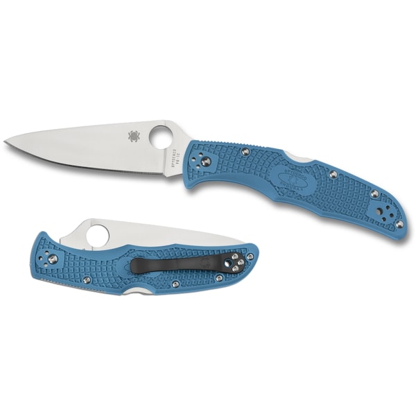 Spyderco 2024 Spyderco Endura 4 Lightweight Blue Flat Ground Plain - SPY-C10FPBL