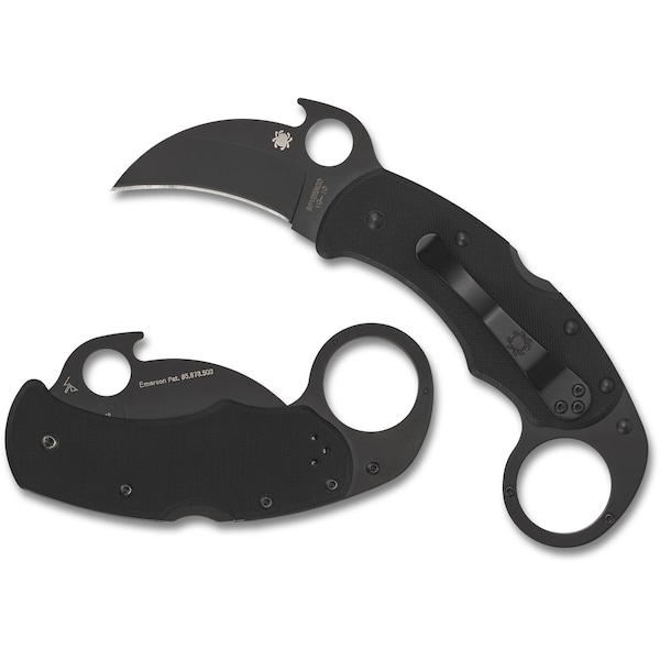 Spyderco 2024 Spyderco Karahawk G-10 Black Black Blade/Emerson Opener Plain - SPY-C170GBBKP