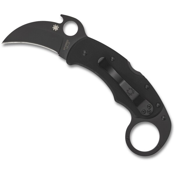 Spyderco 2024 Spyderco Karahawk G-10 Black Black Blade/Emerson Opener Plain - SPY-C170GBBKP