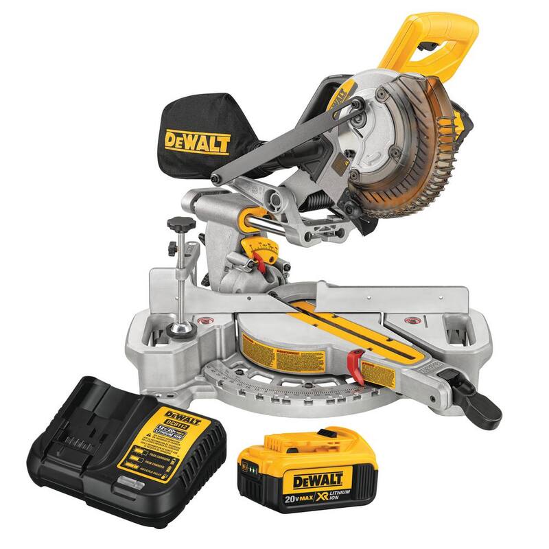 Sierra ingleteadora deslizante inalámbrica DEWALT 20V MAX de 7-1/4 pulgadas con (1) batería de 20V 4.0Ah - DCS361M1.