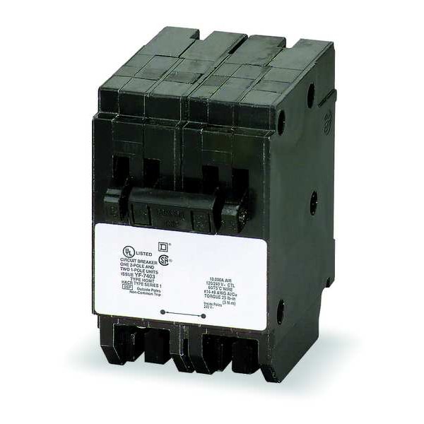 Square D Miniature Circuit Breaker, HOMT Series, 20A, 2 Pole, 120/240V AC, 10kA at 120/240V AC - HOMT2020220