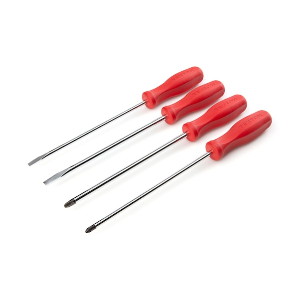 Tekton Long Hard-Handle Screwdriver Set, 4-Piece (#1-#2, 1/4-5/16 in.) - DRV42014