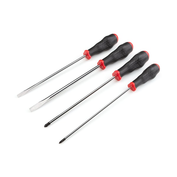 Tekton High-Torque Chrome Blade Screwdriver Set, 4-Piece (#1-#2, 1/4-5/16 in.) - DRV43011