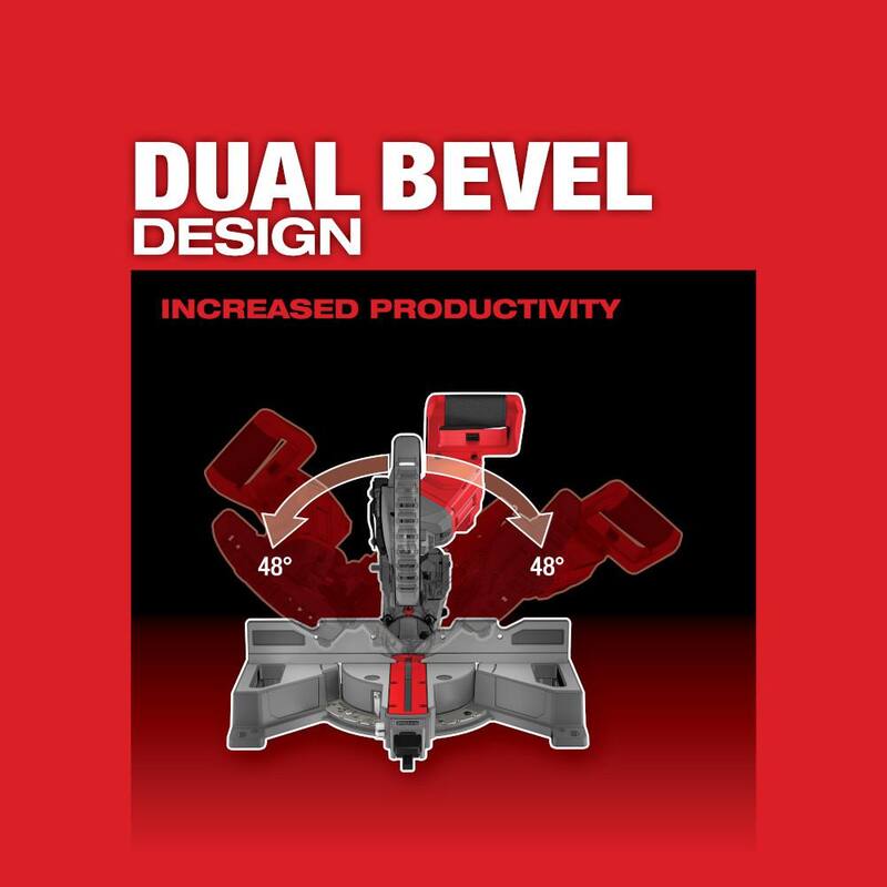 Sierra ingleteadora compuesta deslizante de bisel doble sin escobillas Milwaukee M18 FUEL 18V de 7-1/4 pulgadas de iones de litio inalámbrica (herramienta única) - 2733-20