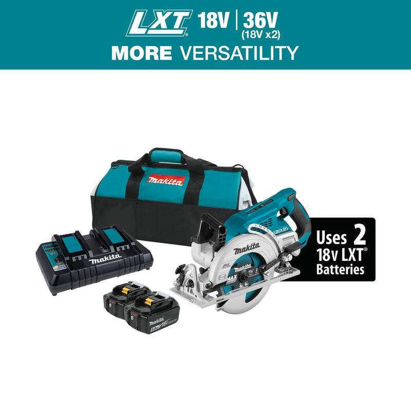Sierra circular inalámbrica Makita 18V X2 LXT 5.0Ah de 7-1/4 pulgadas con mango trasero Brushless Lithium-Ion (36V) - XSR01PT