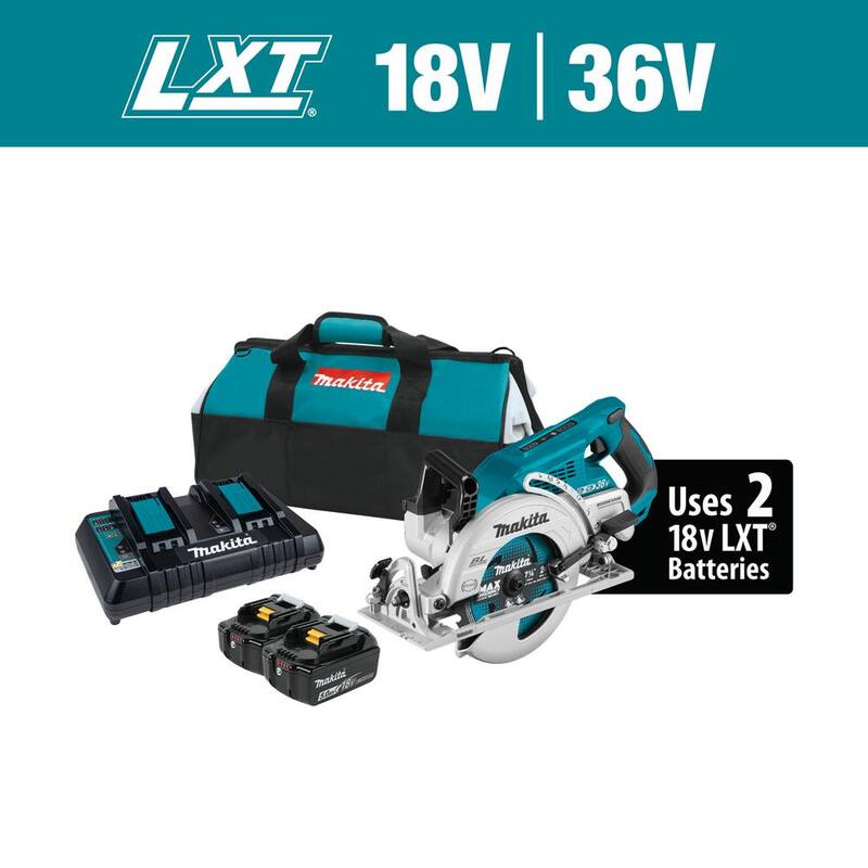 Sierra circular inalámbrica Makita 18V X2 LXT 5.0Ah de 7-1/4 pulgadas con mango trasero Brushless Lithium-Ion (36V) - XSR01PT