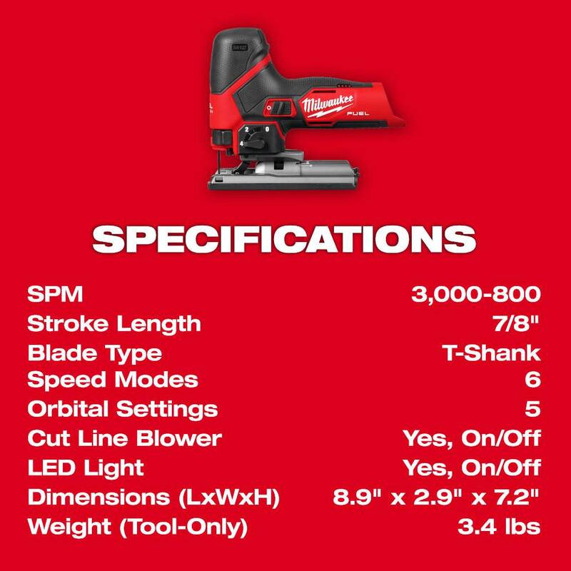 Sierra de calar inalámbrica Milwaukee M12 12V Fuel de iones de litio (solo herramienta) - 2545-20