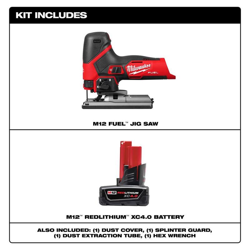 Sierra de calar inalámbrica Milwaukee M12 12V Fuel de iones de litio con paquete de batería M12 XC 4.0 Ah - 2545-20-48-11-2440