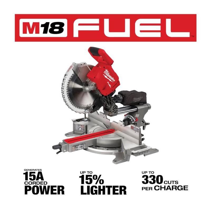 Sierra ingleteadora compuesta deslizante de doble bisel Milwaukee M18 FUEL de 18V con motor sin escobillas y batería de iones de litio de 12 pulgadas (solo herramienta) - 2739-20