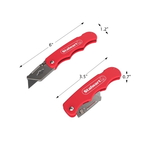 Fleming Supply Set of 3 Folding Utility Knife with Blades Heavy Duty Retractable Box Cutter with Aluminum Handle - 934694IDK