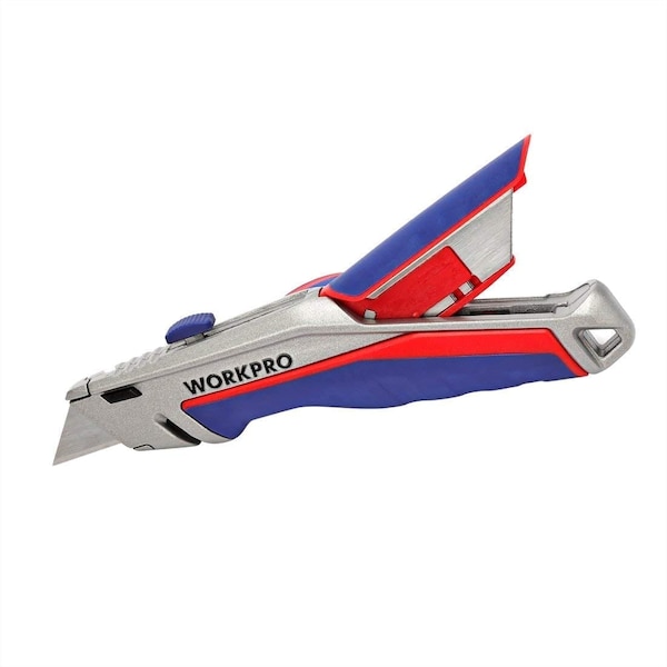 Prime-Line WORKPRO W013029 Quick Change Retractable Utility Knife, SK5 Blades, Tempered Single Pack - W013029