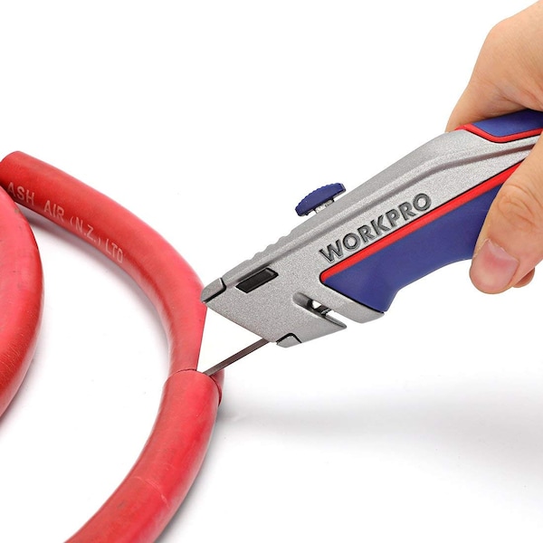 Prime-Line WORKPRO W013029 Quick Change Retractable Utility Knife, SK5 Blades, Tempered Single Pack - W013029