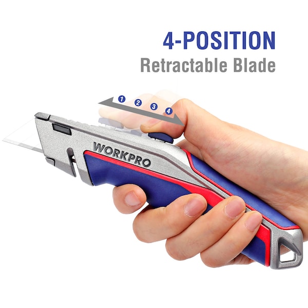 Prime-Line WORKPRO W013029 Quick Change Retractable Utility Knife, SK5 Blades, Tempered Single Pack - W013029