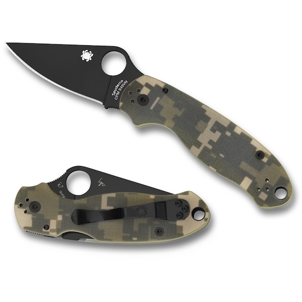 Spyderco 2024 Spyderco Para 3 G-10 Camo Black Blade Plain - SPY-C223GPCMOBK