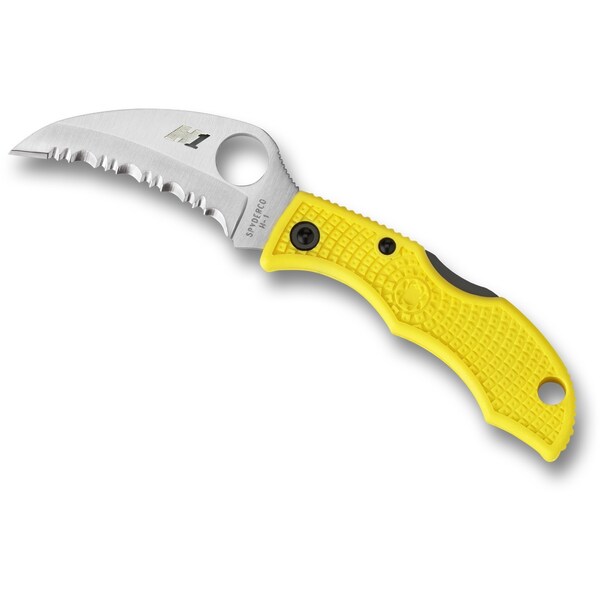 Spyderco 2024 Spyderco Ladybug 3 Salt Lightweight Yellow H1/Hawkbill Serrated - SPY-LYLS3HB