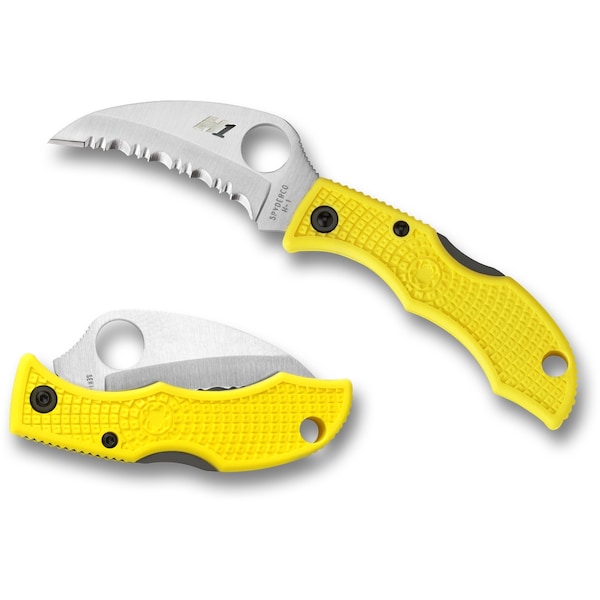 Spyderco 2024 Spyderco Ladybug 3 Salt Lightweight Yellow H1/Hawkbill Serrated - SPY-LYLS3HB