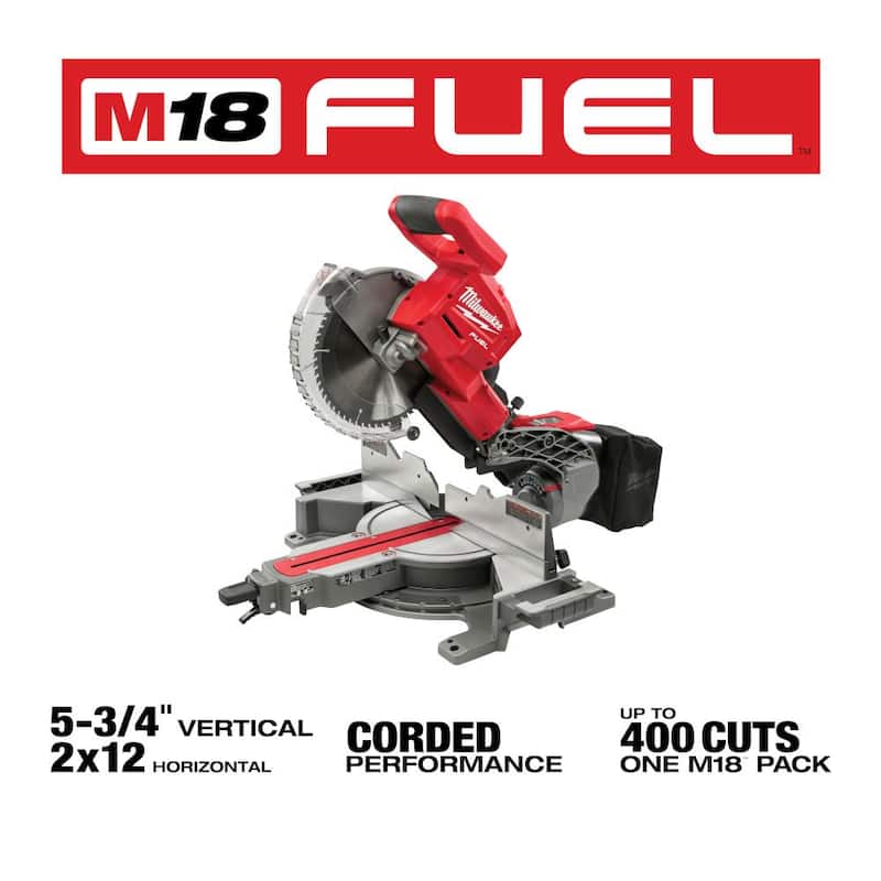 Sierra ingleteadora compuesta deslizante de doble bisel Milwaukee M18 FUEL de 18V de 10 pulgadas, sin herramienta - 2734-20