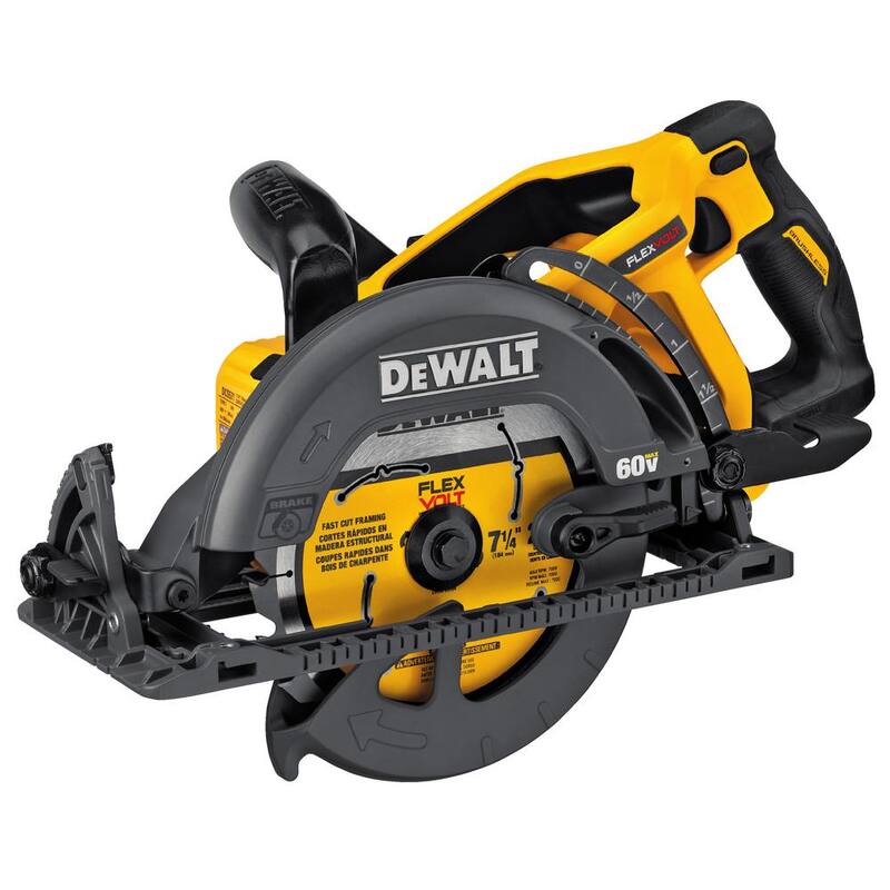 La sierra circular inalámbrica sin escobillas DEWALT FLEXVOLT 60V MAX de 7-1/4 pulgadas estilo Wormdrive (Herramienta solamente) - DCS577B.