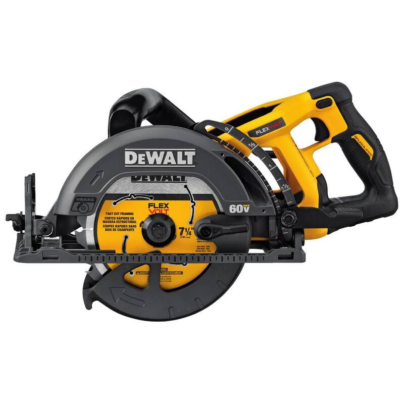 La sierra circular inalámbrica sin escobillas DEWALT FLEXVOLT 60V MAX de 7-1/4 pulgadas estilo Wormdrive (Herramienta solamente) - DCS577B.